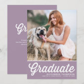 ライラック レトロ ボールド タイポグラフィー フォト 卒業 招待状 (正面/裏面)