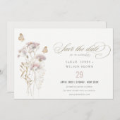 ライラック ワイルドフラワー フェルン ボタニカル ウォーターカラー ウェディング セーブザデート (正面/裏面)
