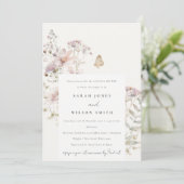 ライラック ワイルドフラワー フェルン ボタニカル カップルシャワー 招待状 (スタンド正面)