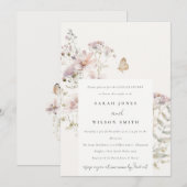 ライラック ワイルドフラワー フェルン ボタニカル カップルシャワー 招待状 (正面/裏面)