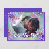 ライラック ワスレナグサの花 Save the dates 案内状 (正面/裏面)