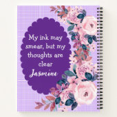 ライラック 左利き ノートブック 花柄 デザイン + 女の子の名前 (裏面)