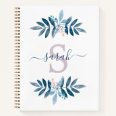 ライラック 水彩 花 モノグラム ノートブック (正面)