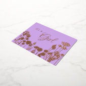 ライラック |金ゴールドフローラ女の子の誕生発表 箔招待状ポストカード (回転した状態)