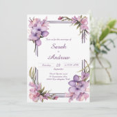 ライラフラワーアート：パーソナライズされた結婚式招待状 招待状 (スタンド正面)