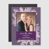 ライラ素朴ック&フォトパープルウェディング日付を保存 マグネット招待状 (正面/裏面)