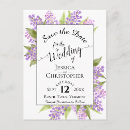 ライラ素朴ック&書道結婚式の日付を保存 案内ポストカード