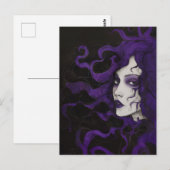 ライラ アールヌーヴォー ゴシック ウーマン パープル ブラック ポストカード (正面/裏面)