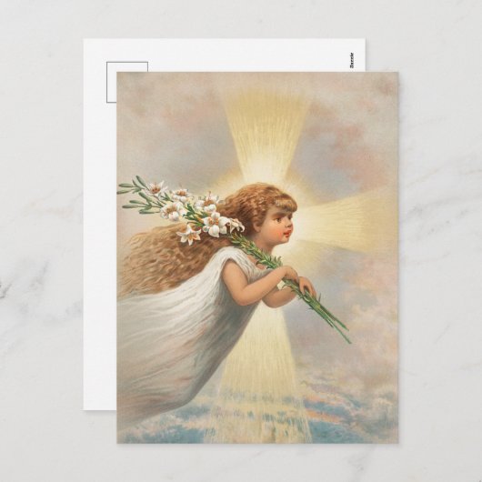 ライリクリスマスを保持する空の天使 シーズンポストカード (正面/裏面)