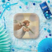 ライリクリスマスを保持する空の天使 ペーパープレート (パーティー)