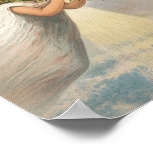 ライリクリスマスを保持する空の天使 ポスター (角)