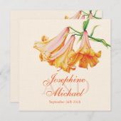 ライリーのフラワー絵画アートのスクエア結婚式の招待 招待状 (正面/裏面)