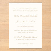 ライリーアイボリーと金ゴールドエレガントな結婚式 アクリル招待状 (正面)