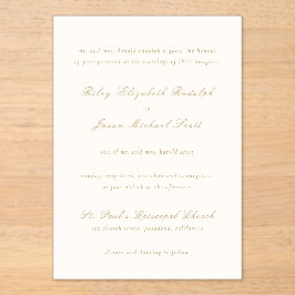 ライリーアイボリーと金ゴールドエレガントな結婚式 アクリル招待状