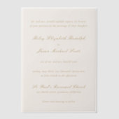 ライリーアイボリーと金ゴールドエレガントな結婚式 ベラム紙招待状 (正面)