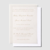 ライリーアイボリーと金ゴールドエレガントな結婚式 ベラム紙招待状 (オフセット)