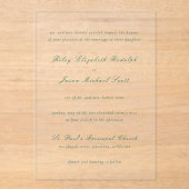 ライリーエメラルドグリーンエレガントウェディング アクリル招待状 (正面)