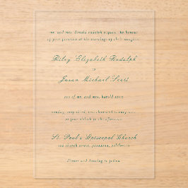 ライリーエメラルドグリーンエレガントウェディング アクリル招待状