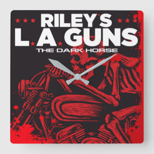 ライリーズL.A.GUNSブラックビニールカバーアート スクエア壁時計