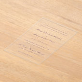 ライリーパープルエレガントな結婚式 アクリル招待状 (レイダウン)