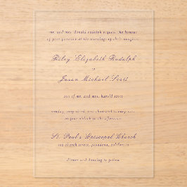 ライリーパープルエレガントな結婚式 アクリル招待状