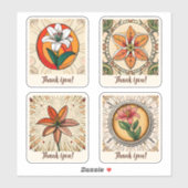 ライリーフラワーズグルーヴィーレトロ パーソナライズされた シール (シート)