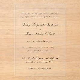 ライリーブラック&ホワイトエレガントな結婚式 アクリル招待状