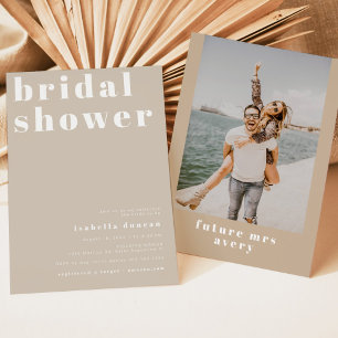 ライリーボはっきりしたホレトロベージュクリームブライダルシャワー 招待状