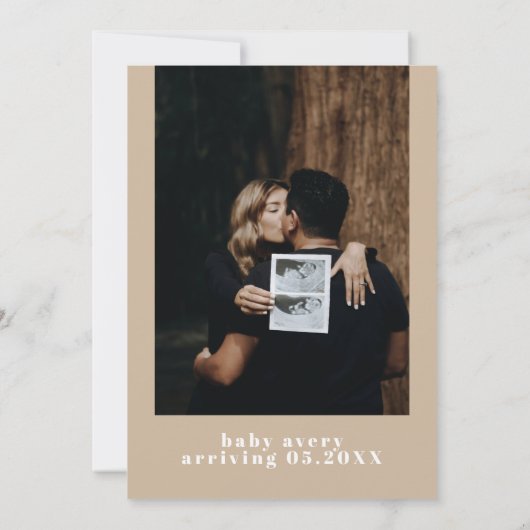 ライリーボはっきりしたーホベージュクリームベモダンビーシャワー 招待状 (裏面)