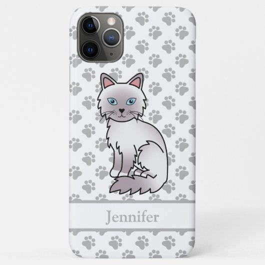 ライルクポイント バーマン/ラグドール かわいい猫 + 名前 Case-Mate iPhoneケース (裏面)