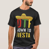 ラインおもしろいダウンFiestaメキシコHappy Cinco Tシャツ (正面)