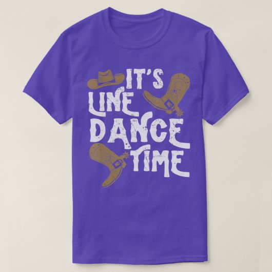 ラインおもしろいダンスカントリー踊り西ハットブーツ Tシャツ (デザイン正面)