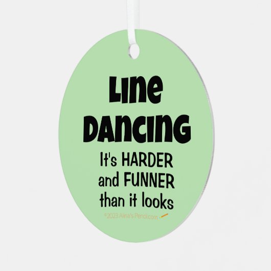 ラインおもしろい踊りラインダンサーのファンナーギフト メタルオーナメント (正面左)