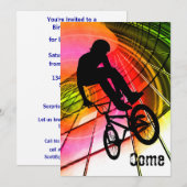 ラインおよび円のBMX 招待状 (正面/裏面)