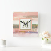 ラインおよび色の金ゴールドの穀物のモノグラム|の影響 スクエア壁時計 (ホーム)