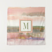 ラインおよび色の金ゴールドの穀物のモノグラム|の影響 タペストリー (正面(横))