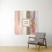 ラインおよび色の金ゴールドの穀物のモノグラム|の影響 タペストリー (インサイチュ)