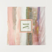 ラインおよび色の金ゴールドの穀物のモノグラム|の影響 タペストリー (正面)