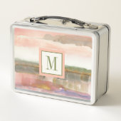 ラインおよび色の金ゴールドの穀物のモノグラム|の影響 メタルランチボックス (裏面)