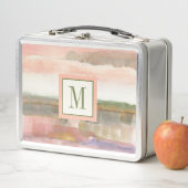 ラインおよび色の金ゴールドの穀物のモノグラム|の影響 メタルランチボックス (インサイチュ)