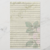 ラインが付いている動揺してなヴィンテージのピンクの花 便箋 (正面)