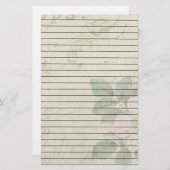 ラインが付いている動揺してなヴィンテージのピンクの花 便箋 (正面/裏面)