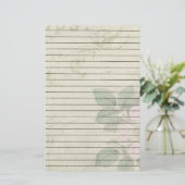 ラインが付いている動揺してなヴィンテージのピンクの花 便箋 (スタンド正面)