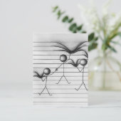 ラインでつるすことの棒の姿のスケッチ ポストカード (スタンド正面)