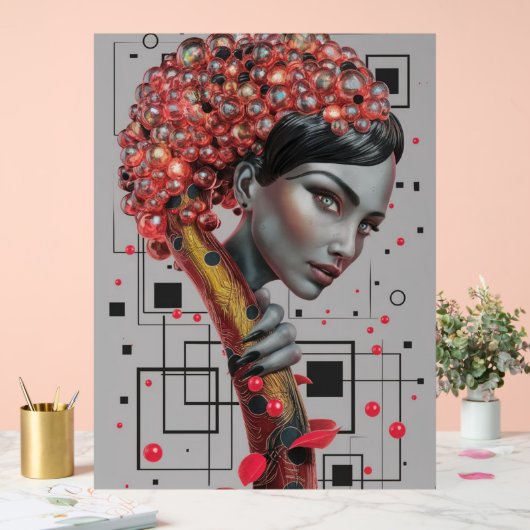 ラインのエレガンス：女性の側面の3D深さ教授 アクリルサイン (ウェディング)