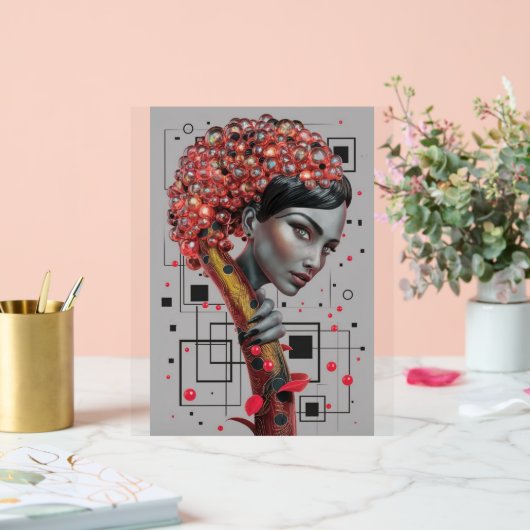 ラインのエレガンス:女性の側面の3D深さ教授 アクリルサイン (ウェディング)