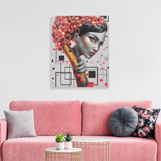 ラインのエレガンス：女性の側面の3D深さ教授 キャンバスプリント (インサイチュ (リビング))