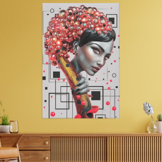 ラインのエレガンス：女性の側面の3D深さ教授 キャンバスプリント (インサイチュ (リビング))