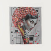 ラインのエレガンス：女性の側面の3D深さ教授 タペストリー (正面)