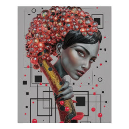 ラインのエレガンス:女性の側面の3D深さ教授 ポスター